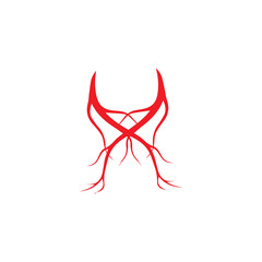 human veins, red blood vessels design and arteries Vector illustration isolated