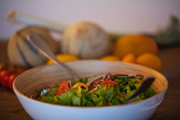 Préparation de Salade Végétarienne