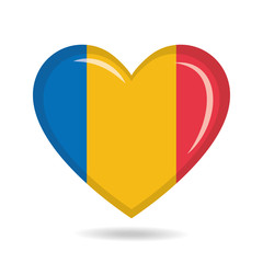 Romania national flag in heart shape vector illustration