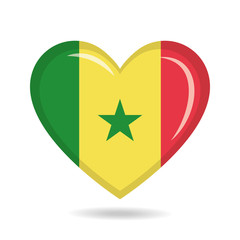 Senegal national flag in heart shape vector illustration