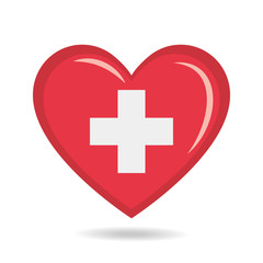 Fototapeta premium Switzerland national flag in heart shape vector illustration