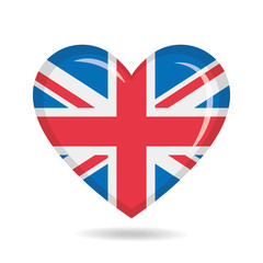 United Kingdom national flag in heart shape vector illustration