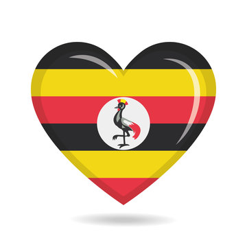 recommend clip art: Uganda national flag in heart shape vector illustration