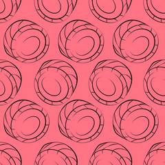 Vector seamless pattern with rolls, sushi. Beautiful food design elements. Linear texture.