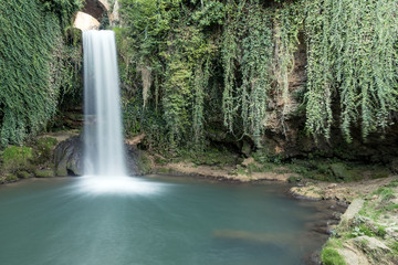 Silky effect waterfalls inside the village of Torbera, Burgos, Castile and Leon, Spain