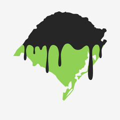 Map of Rio Grande do Sul covered in oil. Oil pollution in Brazilian state. Conceptual.