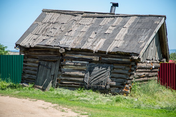 old country bathhouse in russian village