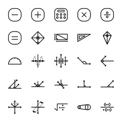 mathematics icon set design part 1. Perfect for application, web, logo, game and presentation template. icon set design line style