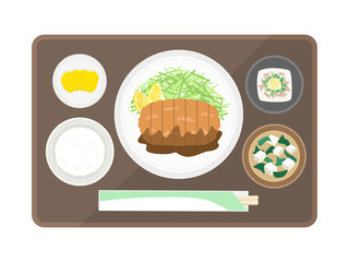 とんかつ定食のイラスト