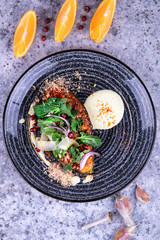 grilled eggplant with greens 