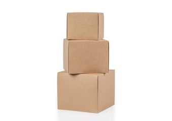 Box  stacked  package stack, Cardboard closed  blank paper pack. Square design template.Online...