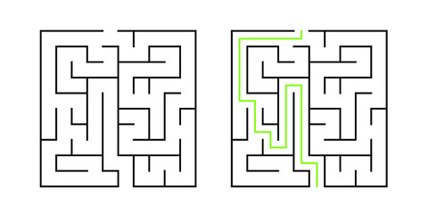 A 10-cell square maze with solution