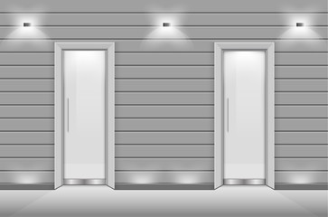 Fototapeta premium Double sliding glass doors with automatic motion sensor. vector design.