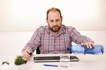 Man teleworking from home after coronavirus pandemic