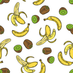banana and kiwi fruit pattern