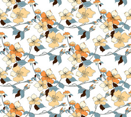 Blossom. Seamless background. Illustration floral pattern.