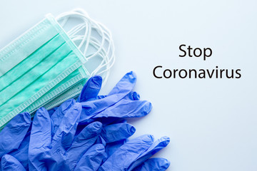  Protective masks against the virus. Banks with an antiseptic. Latex protective gloves for the hands. Antiseptic for the hands. Coronavirus protection. Stop coronavirus.