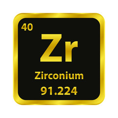 Zirconium Zr chemical element icon. The chemical element of the periodic table. Sign with atomic number. 