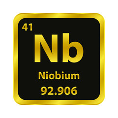 Niobium Nb chemical element icon. The chemical element of the periodic table. Sign with atomic number. 