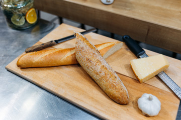 products on the board_bread and cheese