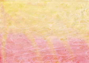 Watercolor abstract background, marble texture, yellow and pink pattern for decoration, paper, packaging.
