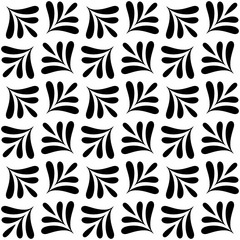 Vector geometric seamless pattern. Modern geometric background. Monochrome repeating pattern with abstract leaves.