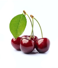 Sweet cherry with leaves
