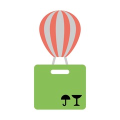 Fototapeta premium Delivery services and E-Commerce. Packages flies in a air balloon.