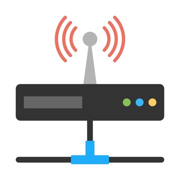 Wireless router icon. Modem, switch sign. Network, internet technology. Flat icon design for perfect web and mobile applications.
