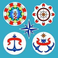 set of five pictures on the theme of the sea