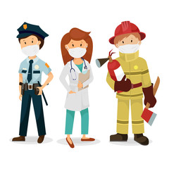 Put on a medical mask. The world is struggling with an outbreak of coronavirus. do not panic and stay home for your safety. take care of yourself. Vector graphics