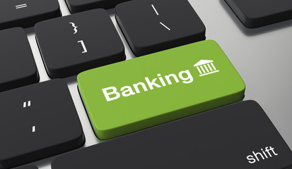 Fototapeta premium Online banking concept. Banking on keyboard button