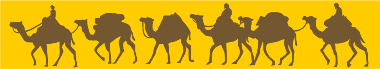 Желтая полоска с верблюдами