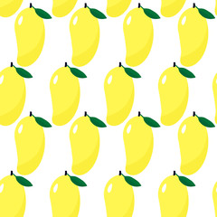 Seamless pattern with mango - tropical exotic fruit. Modern flat design.