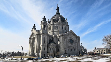 Fototapeta na wymiar Cathedral of Saint Paul sunny winter facade view