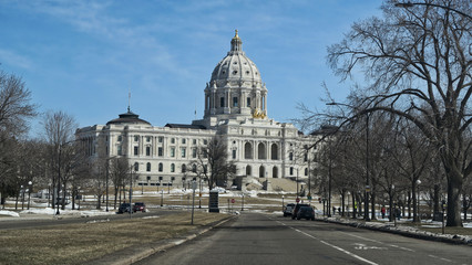 Minnesota state capitol winter facade day view