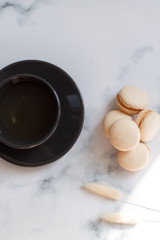 Close-up of macaroon on a light background. French dessert