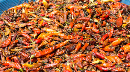 Red hot peppers background