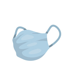 Medical mask. Gauze medical blue doctor's clothing. Protect your lungs and breath from viruses and dust. Cartoon flat illustration