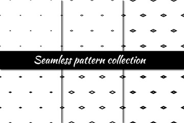 Rhombuses seamless patterns collection. Lozenges backdrops kit. Diamond ornaments set. Minimal backgrounds. Tiles images