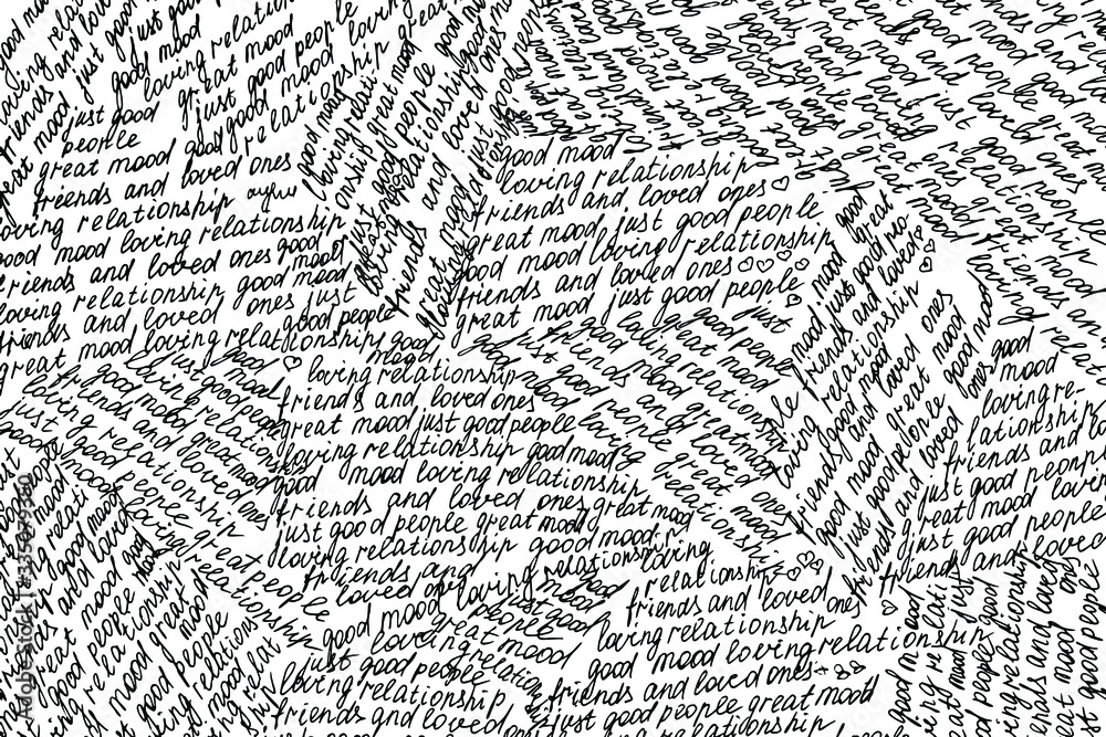 Leinwandbilder Grunge texture of handwritten text written in small segments in different directions. Abstract background of clear readable handwriting. Vector illustration. Overlay template.