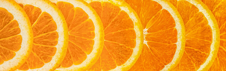 Orange slices no background top view horizontal