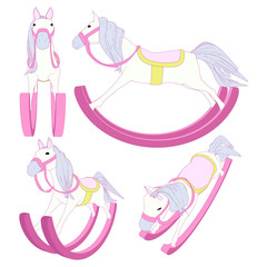 Vector Horse Riding Toy illustration Set - Isolated