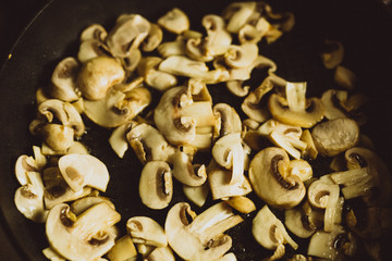 Freid mushrooms cooking on pan