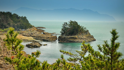 Fototapeta na wymiar Seascape in Goseong County (Goseong-gun), South Gyeongsang Province, South Korea.