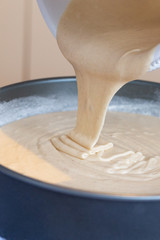 Pour batter into prepared pan. Cake mixture