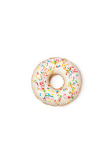 Closeup shot of yummy, tasty fresh donut isolated on background background