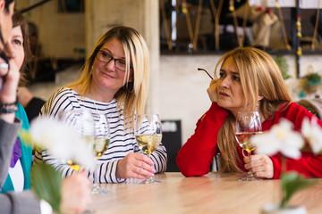 People having fun in a wine bar