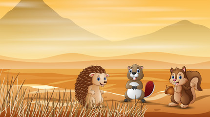 The various animals at dry land illustration © dreamblack46