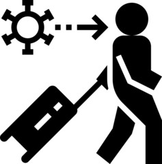 Black and White Clip-art Illustration of Corona-virus Spread via Tourists